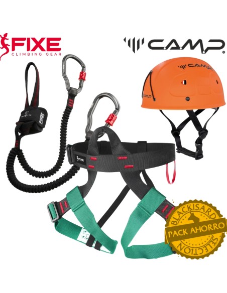 Pack Ferrata Basico - Arnés, disipador y casco - Fixe/ CAMP