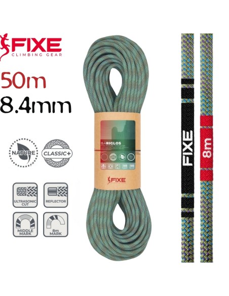 Riglos 8.4mm Nature Classic (Verde) (50m) - Cuerda doble y gemela - Fixe