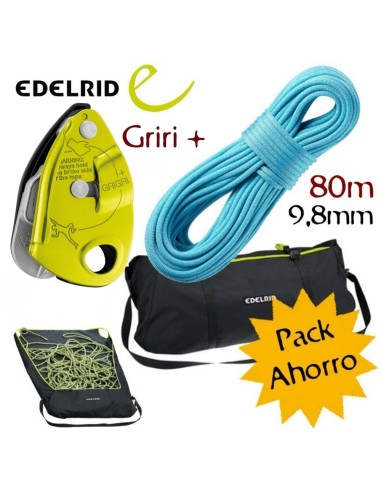 Pack Grigri Plus, corde Boa 80 m et sac Liner
