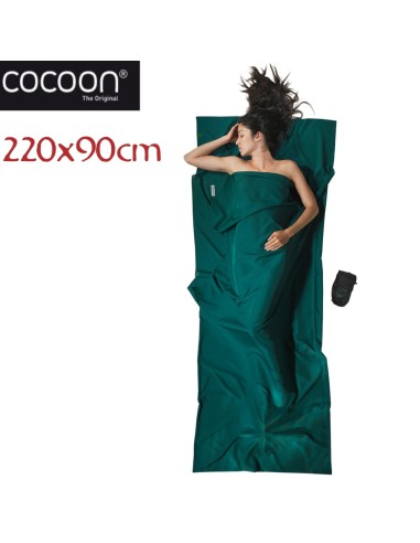 Feuille de voyage (Microfibra), 220x90cm (Moss Green)- Sac à savon pour sac de couchage - Cocoon