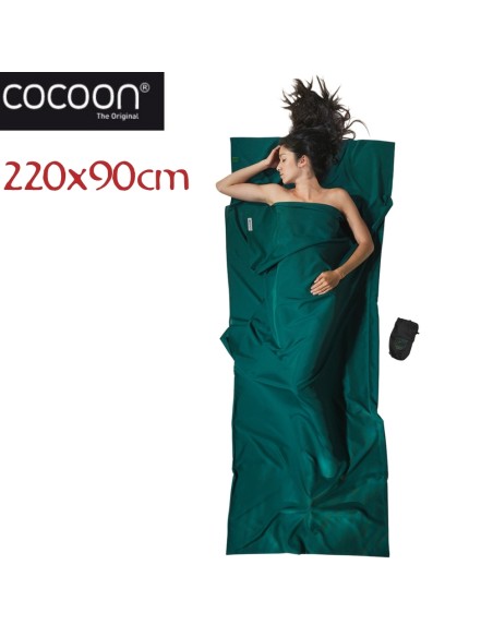 Feuille de voyage (Microfibra), 220x90cm (Moss Green)- Sac à savon pour sac de couchage - Cocoon