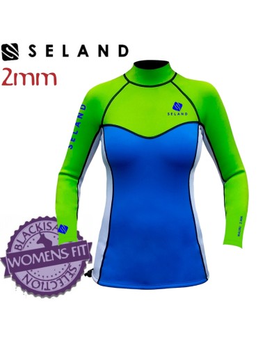 Malibu (Azul/Verde) - Chaquetilla néopreno 2mm femme pour tente - Seland